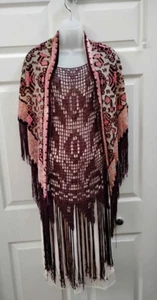 Damen Medium 20er Jahre Flapper Style Kleid Häkel Strick Fransen Futter und Schal - Bild 1 von 24