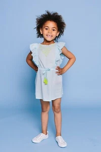 Floatimini Kids Swim Beachwear Embroidered Side Ruffle Cover Up Sz 4 Color Mint - Picture 1 of 4