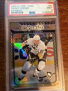 2009-10 O-PEE-CHEE RAINBOW #87 SIDNEY CROSBY PENGUINS LOW POP PSA 9 MINT PENS