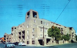 La Fonda Hotel Santa Fe N.Mex Postkarte N.Mex nach Penna 1961 verschickt - Bild 1 von 2