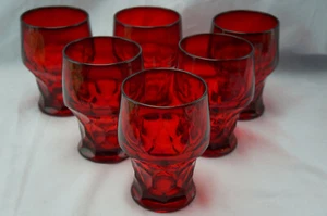 Fostoria Georgian Ruby (6) Flat Tumblers, 5", Cut Bottom (BOX B) (B53) - Picture 1 of 11