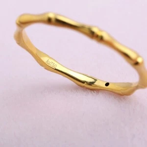 18ct Solid Gold Bamboo Star Stackable Ring - shiny, elegant, fine, 18K, gift - Picture 1 of 12