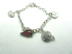 NFL New Arizona Cardinals Bracciale Donna Charm con Cristalli Lungo 7 POLLICI - Foto 1 di 1