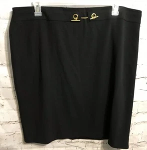 NYCC solider schwarzer Bleistiftrock mit goldener Metallkette Strick elastisch Übergröße 3X - Bild 1 von 10