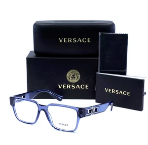 New VERSACE Eyeglasses MOD. 3346 5292 55-16 140 Blue Transparent & Silver Frames - Picture 1 of 10
