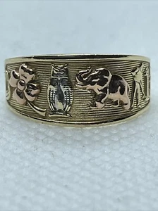 CUTE Solid 14K Tricolor Gold 8mm wide Ladies Band Ring 2.1gr. Size 5.5 - Picture 1 of 20