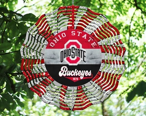 10" Ohio State Buckeyes OSU Bucks Hanging Wind Spinner Yard Decor Kinetic rws111 - Picture 1 of 2