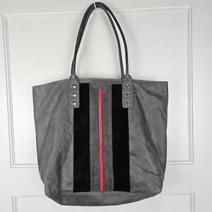 Hammitt Los Angeles Gray Leather With Suede Stripes Shoulder Handbag Tote - Picture 1 of 5