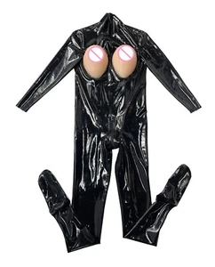 Catsuit de látex bolsillo G taza (2000 g) pecho de silicona cremallera trasera travesti 0,4 - Imagen 1 de 9