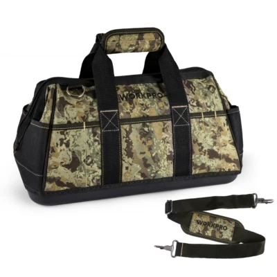16" Wide Mouth Zipper Tool Bag w/Adjustable Shoulder Strap Sturdy Bottom - Image 1 of 4