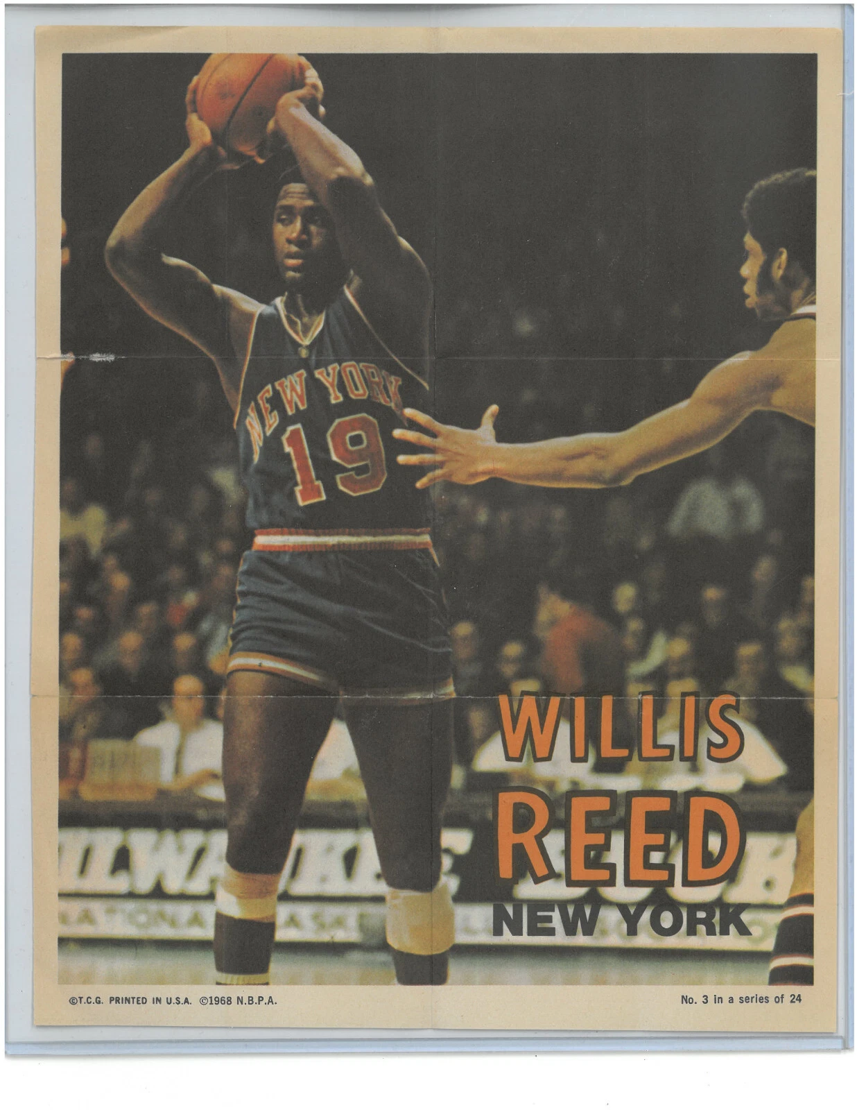 1970-1971 Topps Poster Set Break Willis Reed #3 Excellent New York Knicks