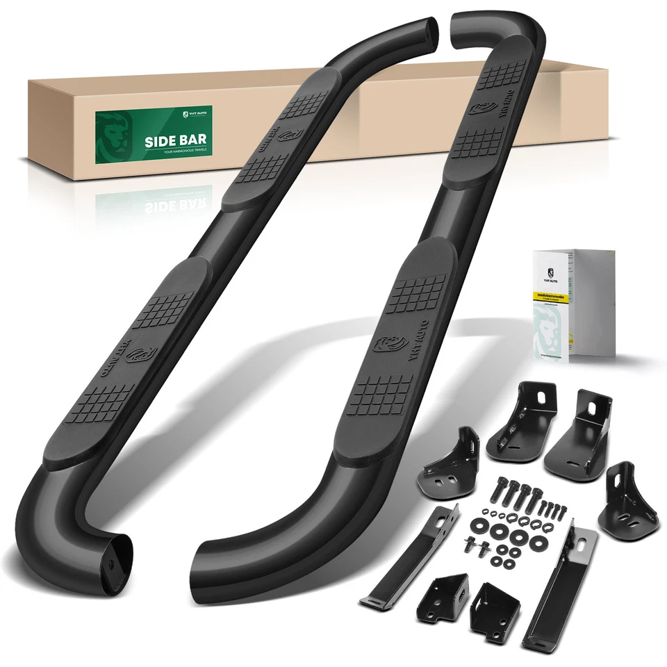 Barras laterales ovaladas de acero negro de 4" para Chevy Silverado GMC Sierra 1500 04-18 2500HD Foto 1 de 4