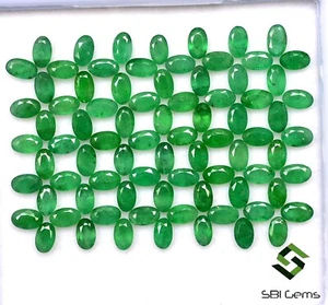11.70 CTS Natural Emerald Oval Cut 5x3 mm Lot 50 Pcs Calibrated Loose Gemstones - Picture 1 of 6