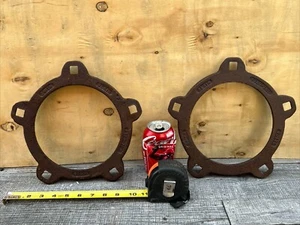Two Salvage Rust Ductile Iron Pipe Rings, 5 Bolt Holes Smith Blair Texarkana AR - Picture 1 of 22