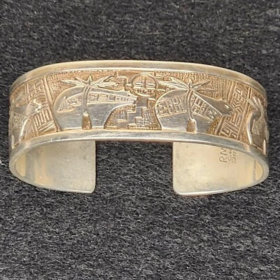 Vtg RMT Sterling Silver 925 Storyteller Cuff Bracelet Carolyn Pollack R Tenorio - Image 1 of 4