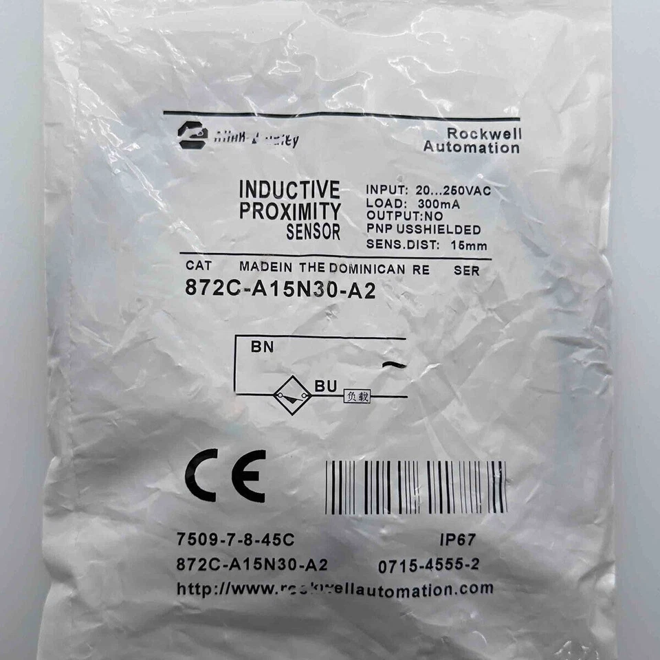 1pcs For Allen Bradley 872C-A15N30-A2 Proximity Switch Sensor 20-250VAC 300mA - Image 1 of 2