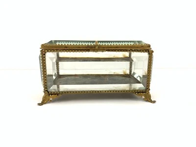 Antiguo joyero de vidrio | Caja botella de perfume francesa | Cajas de almacenamiento | Vestidor ta Foto 1 de 4