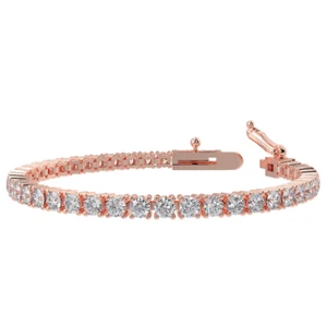 3.00 Ct F/SI Natural Round Diamond Claw Set Tennis Bracelet In Rose Gold - Picture 1 of 11