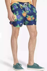 NWT Polo Ralph Lauren Men's Shorts Navy Floral Print Beach Swim Size Large - Picture 1 of 4
