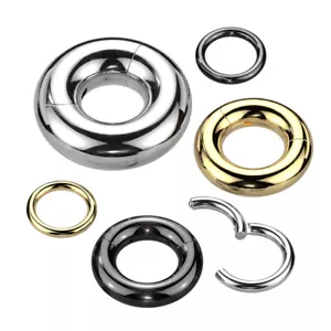 Large Gauge Implant Grade Titanium Hinged Hoop Segment Ring Septum - Picture 1 of 7