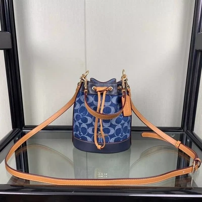 Coach Mini Bucket Bag In Signature Denim CY740 NWT - Image 1 of 4