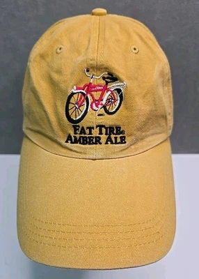 Chapéu vintage Fat Tire Amber Ale New Belgium Brewing Co. alça traseira logotipo bicicleta tampa - Imagem 1 de 4