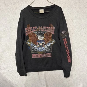 Harley Davidson Motorcycle Legacy Of Freedom Biker Sweater 1991 sz Large Adult - Picture 1 of 7