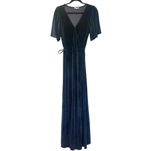 Baltic Born Berenice Samt Maxi Wickelkleid Kurzarm dunkelblau Gr. XL - Bild 1 von 11