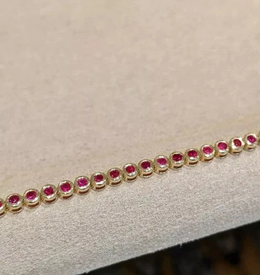 Brazalete tenis boda oro amarillo 14k más de 8 quilates corte redondo zafiro creado en laboratorio Foto 1 de 4