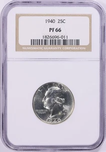1940 Washington Quarter NGC PF66 White PR66 Very Light Frost - Picture 1 of 3