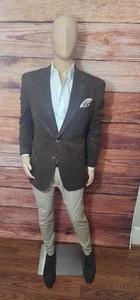 Mens CHAPS 44R Chocolate Brown "Suede Look" Sophisticated Blazer - Picture 1 of 23