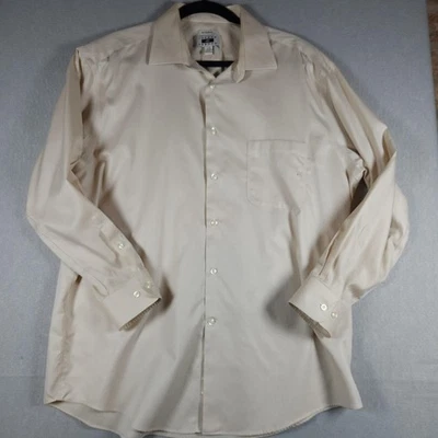 Camisa Joseph Abboud Para Hombre 17.5 32/33 Beige Sin Arrugas Vestido Algodón Manga Larga Foto 1 de 4