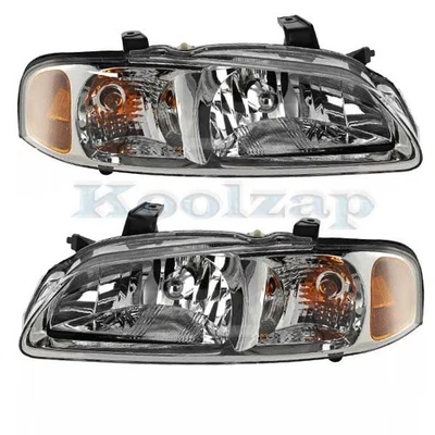 For 02-03 Sentra Headlight Headlamp Head Light with Chrome Trim w/Bulb SET PAIR Foto 1 de 4