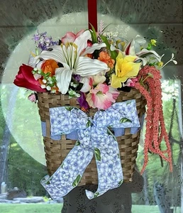 Floral Themed Basket, Hanging Home Decor - Picture 1 of 1