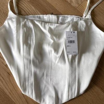 NWT ASTR the Label Satin Fitted Corset Fit Camisole SZ Large White - Image 1 of 3