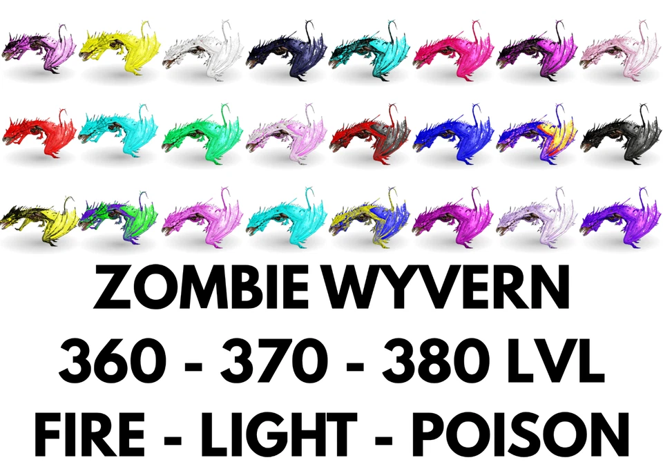 Zombie Wyvern Fire Lighting Poison TOP STATS Ark Survival Ascended Official PVE - Image 1 of 1