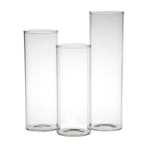 Glass Cylinder Vase Set – 3 Pc. Clear Glass Centerpiece Vases - Picture 1 of 2