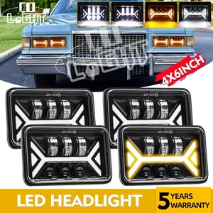 4PCS 4X6"inch LED Headlights H4666 Amber DRL Fit For Fleetwood DeVille 1975-1986 - Picture 1 of 20