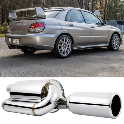 Exhaust Muffler Tips Sport Twin Loop 2.5" In 4.0" Out For Subaru Impreza WRX/STi - Image 1 of 4