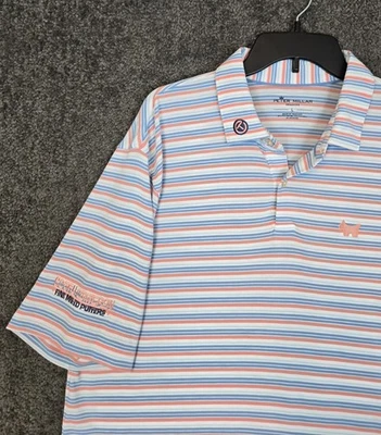 Peter Millar Scotty Cameron Shirt Mens Large Striped Golf Polo Seaside Logo - Image 1 of 4
