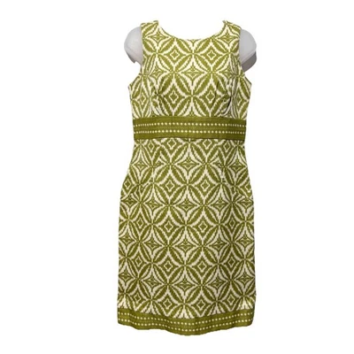 Vestido Vaina Jones New York Verde Blanco Tweed Sin Mangas Forrado Algodón Talla 4 Foto 1 de 4