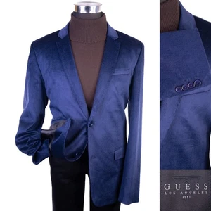 GUESS DEAN Sport Coat Jacket Casual Blazer Sz XL (46) Blue Two Button Cotton EUC - Picture 1 of 15