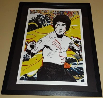 DEATH NYC ltd ed LG в рамке подписанное граффити уличное искусство печать 45 x 32 см Брюс Ли - Изображение 1 из 2