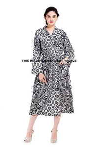 Indian Elephant Mandala Bath Robe Women Dressing Gown Wrap Housecoat Bathrobe - Picture 1 of 4