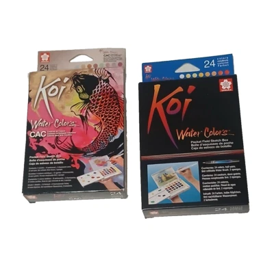 2 Sakura Koi Watercolor CAC Pocket Field Sketch Box Two different 24 Half Pan ea
