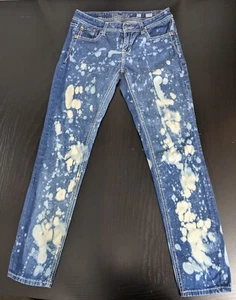Hand Frosted/Bleached Miss Me - Jeans - Size 14 - Length: 40" Artist Design - Picture 1 of 10