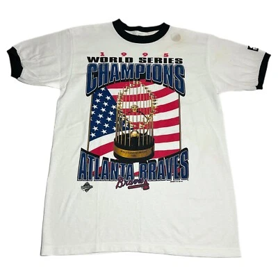 Vintage Starter Atlanta Braves 1995 MLB World Series Champions Shirt Youth 18-20 - Image 1 of 4