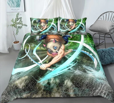 Demon Slayer Twin Full Queen King Bed Duvet Quilt Cover Set Pillowcase Bedding - Image 1 of 4