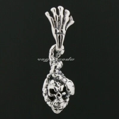 Pendiente de plata esterlina 925 con calavera de serpiente 8R004A BZ Foto 1 de 4