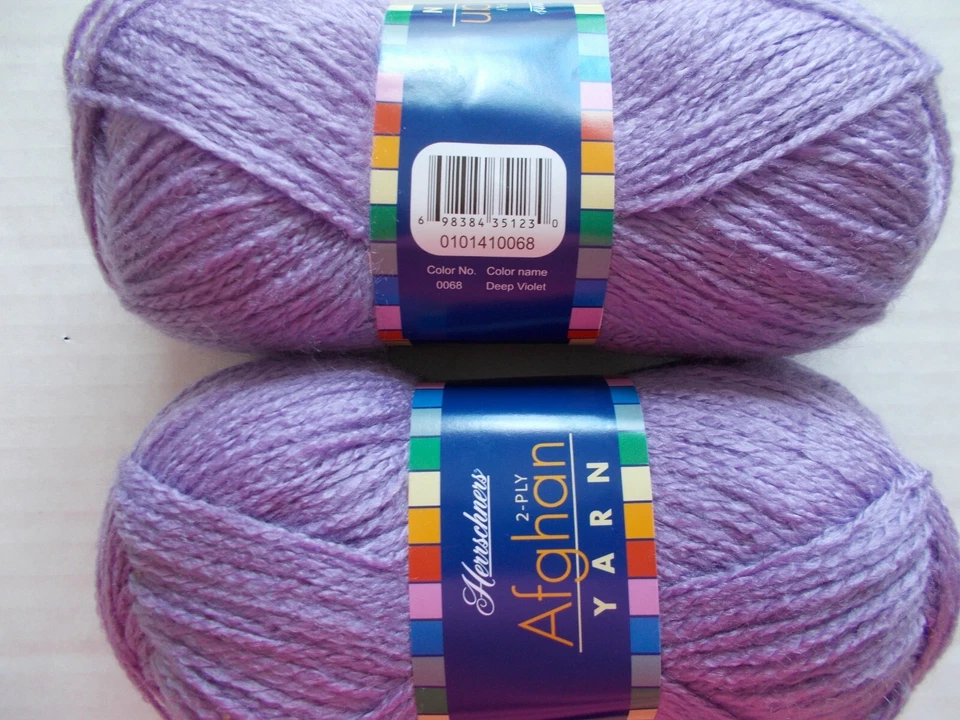 Herrschners Afghan Yarn 2 Colors Each Grape Violet 100 Acrylic Total